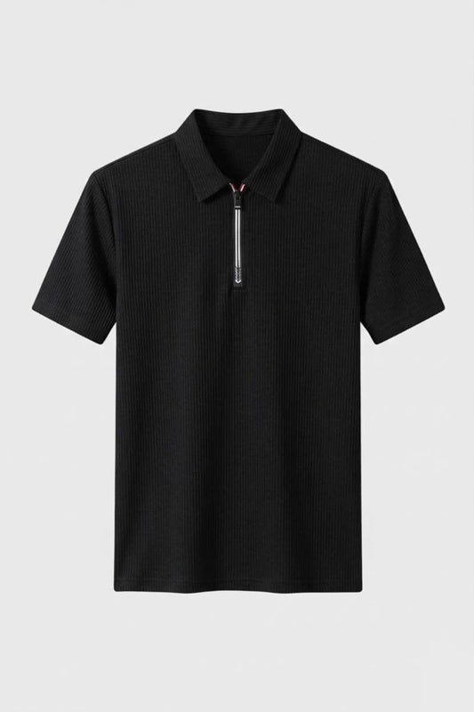 Polo para hombre con media cremallera y tejido acanalado — business casual